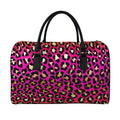 Orange And Purple Leopard Print Leather Duffel Bag