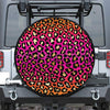 Orange And Purple Leopard Print Leather Spare Tire Cover