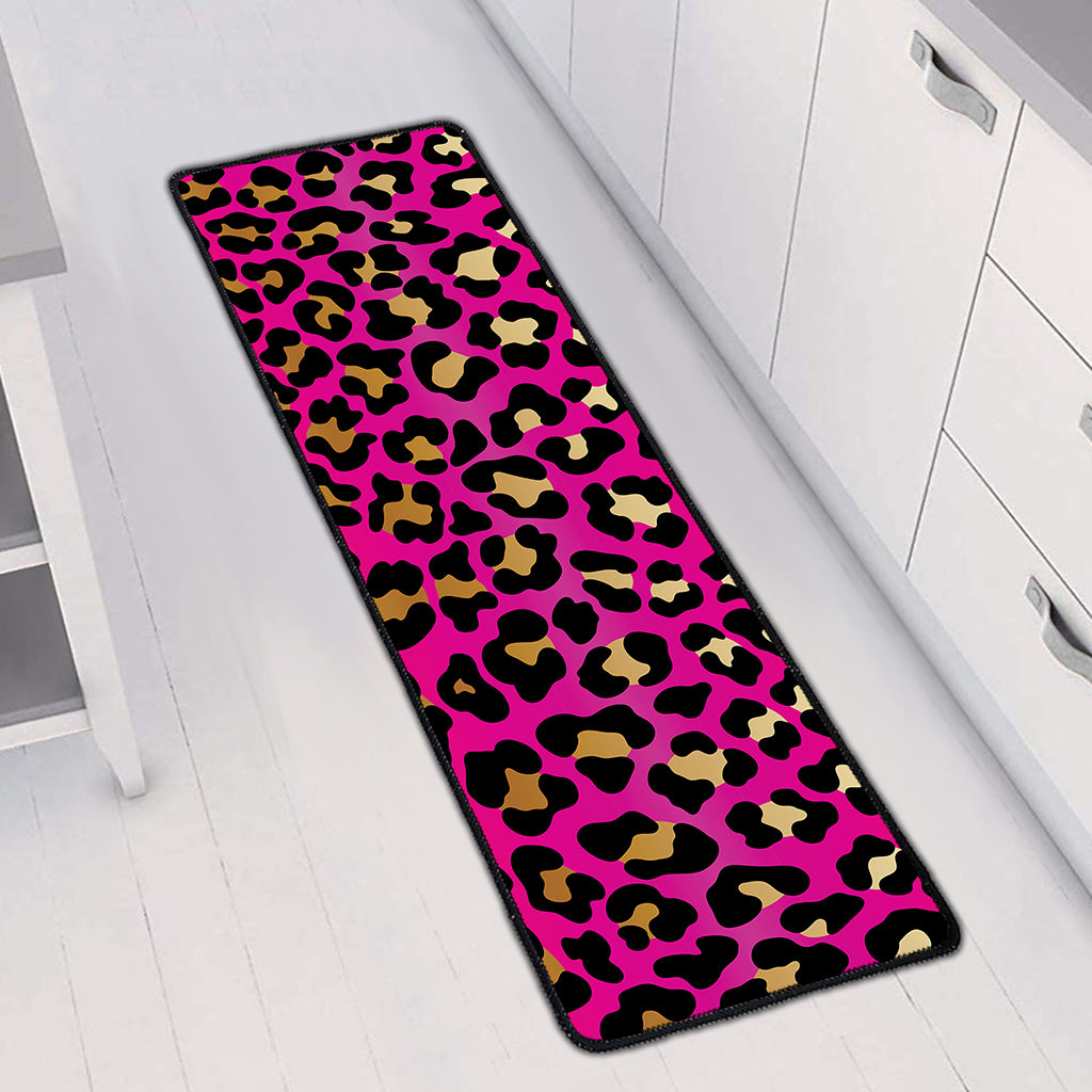 Orange And Purple Leopard Print Long Kitchen Mat