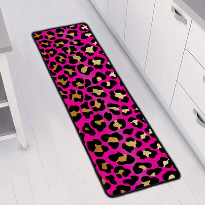 Orange And Purple Leopard Print Long Kitchen Mat