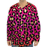 Orange And Purple Leopard Print Long Sleeve Baseball Jersey