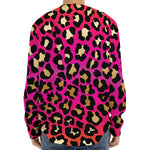 Orange And Purple Leopard Print Long Sleeve Baseball Jersey