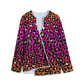 Orange And Purple Leopard Print Long Sleeve Short Coat