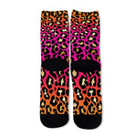 Orange And Purple Leopard Print Long Socks