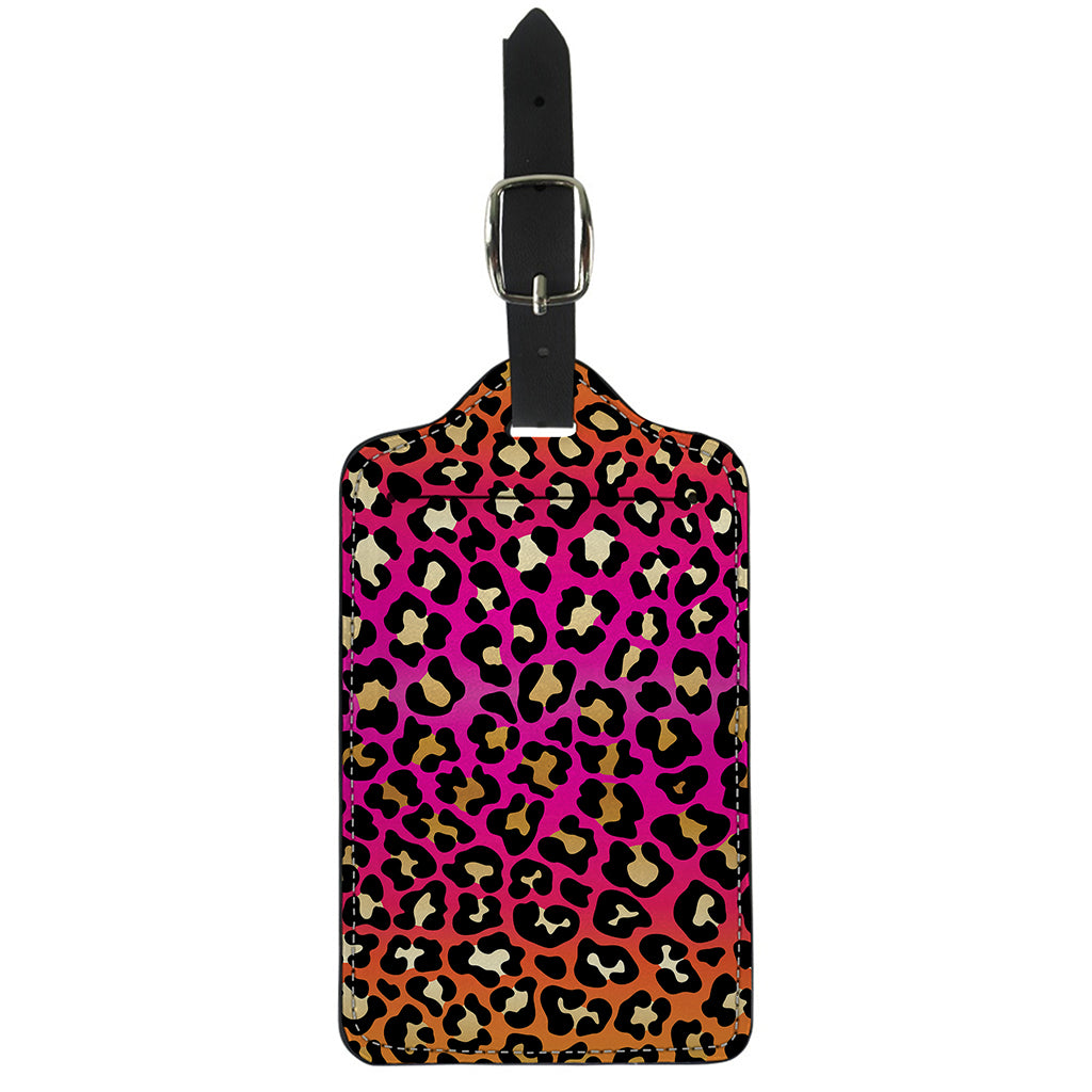 Orange And Purple Leopard Print Luggage Tag