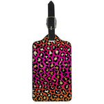 Orange And Purple Leopard Print Luggage Tag