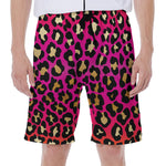 Orange And Purple Leopard Print Men's Beach Shorts