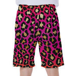 Orange And Purple Leopard Print Men's Beach Shorts