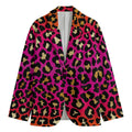Orange And Purple Leopard Print Men's Blazer