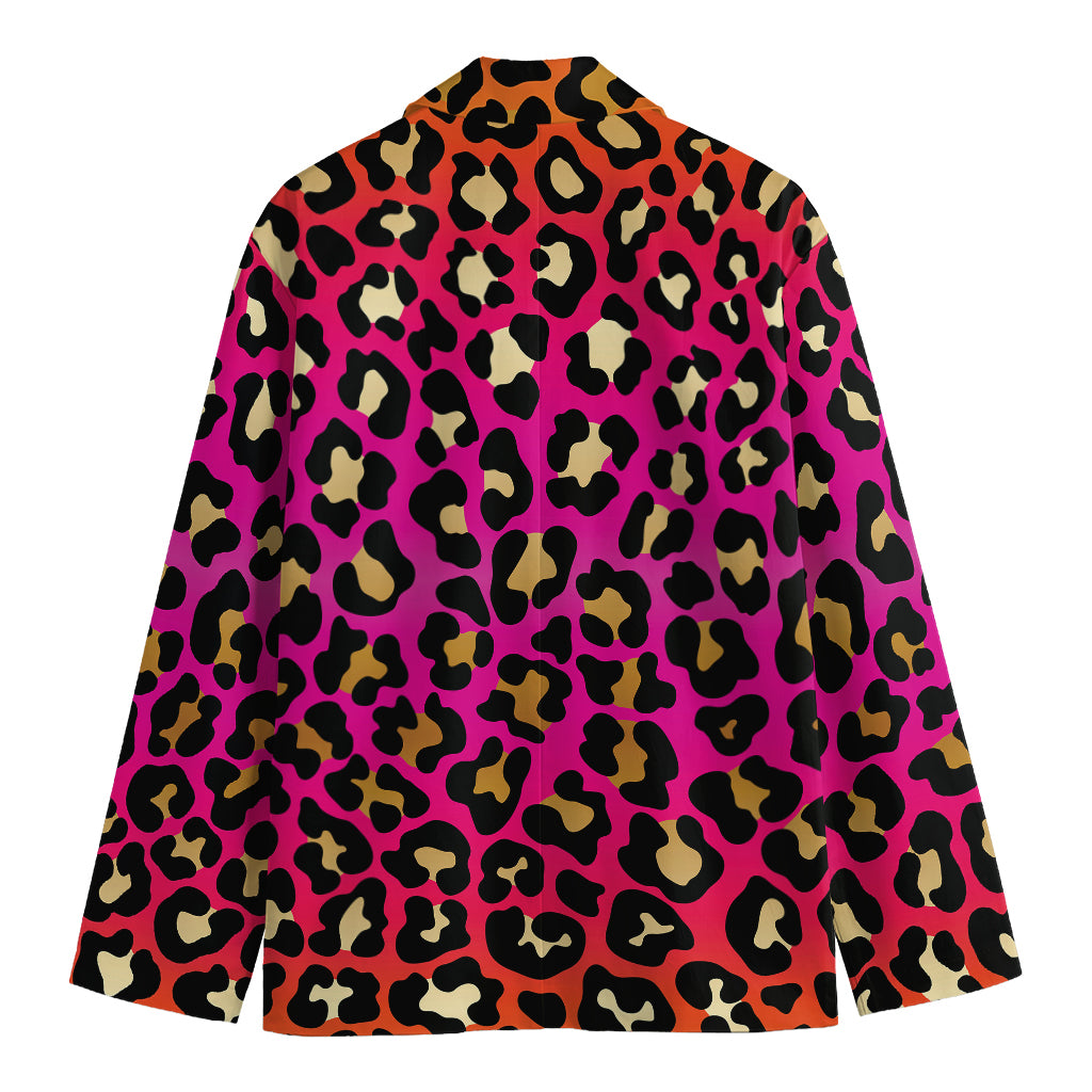 Orange And Purple Leopard Print Men's Blazer