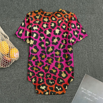 Orange And Purple Leopard Print Men's Bodysuit