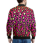 Orange And Purple Leopard Print Men's Bomber Jacket