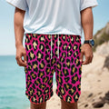 Orange And Purple Leopard Print Men's Cargo Shorts