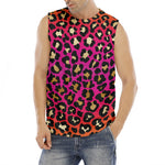 Orange And Purple Leopard Print Men's Fitness Tank Top