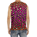 Orange And Purple Leopard Print Men's Fitness Tank Top