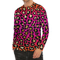 Orange And Purple Leopard Print Men's Long Sleeve Rash Guard