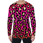 Orange And Purple Leopard Print Men's Long Sleeve T-Shirt