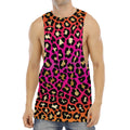 Orange And Purple Leopard Print Men's Muscle Tank Top
