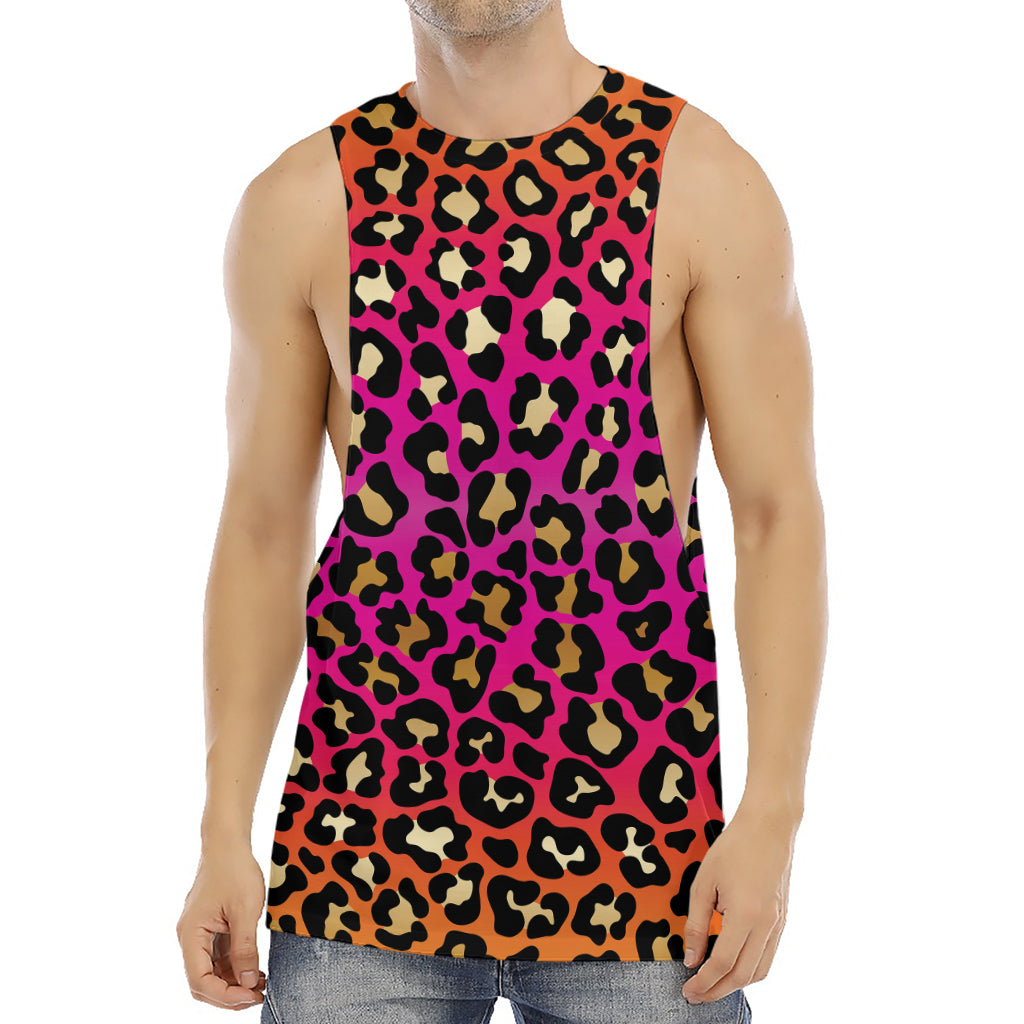 Orange And Purple Leopard Print Men's Muscle Tank Top