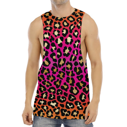 Orange And Purple Leopard Print Men's Muscle Tank Top