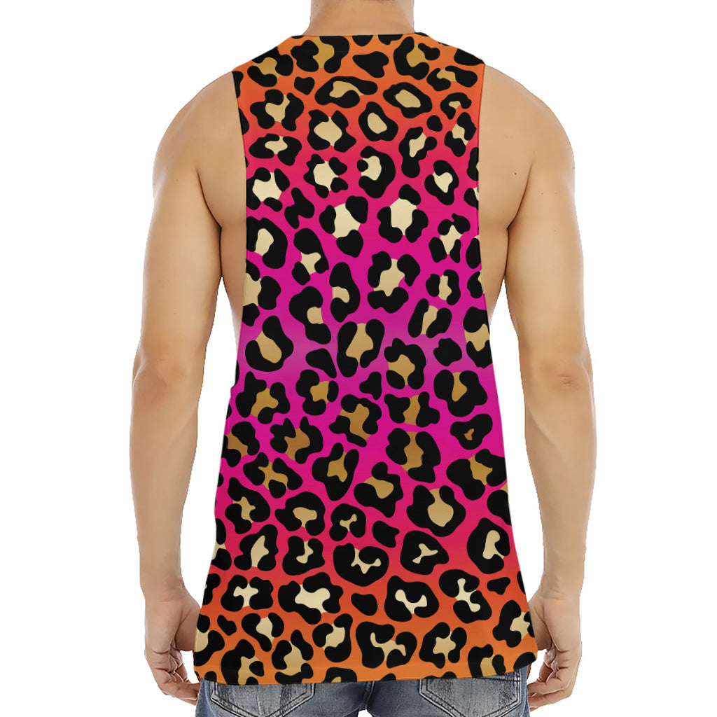 Orange And Purple Leopard Print Men's Muscle Tank Top