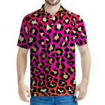 Orange And Purple Leopard Print Men's Polo Shirt