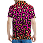 Orange And Purple Leopard Print Men's Polo Shirt