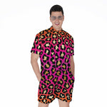 Orange And Purple Leopard Print Men's Rompers