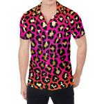 Orange And Purple Leopard Print Men's Shirt