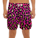 Orange And Purple Leopard Print Men's Split Running Shorts