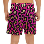 Orange And Purple Leopard Print Men's Split Running Shorts