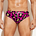 Orange And Purple Leopard Print Men's Swim Briefs