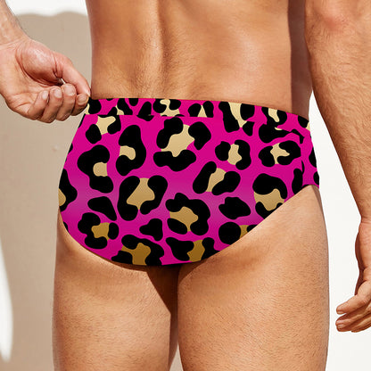 Orange And Purple Leopard Print Men's Swim Briefs