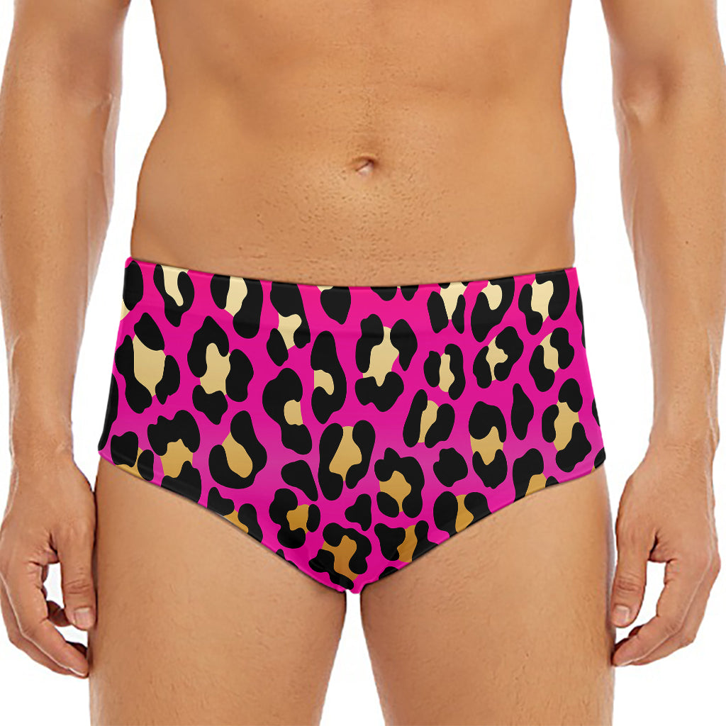 Orange And Purple Leopard Print Men's Triangle Swim Briefs
