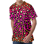 Orange And Purple Leopard Print Men's Velvet T-Shirt