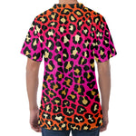 Orange And Purple Leopard Print Men's Velvet T-Shirt