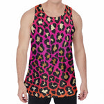 Orange And Purple Leopard Print Men's Velvet Tank Top