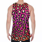 Orange And Purple Leopard Print Men's Velvet Tank Top
