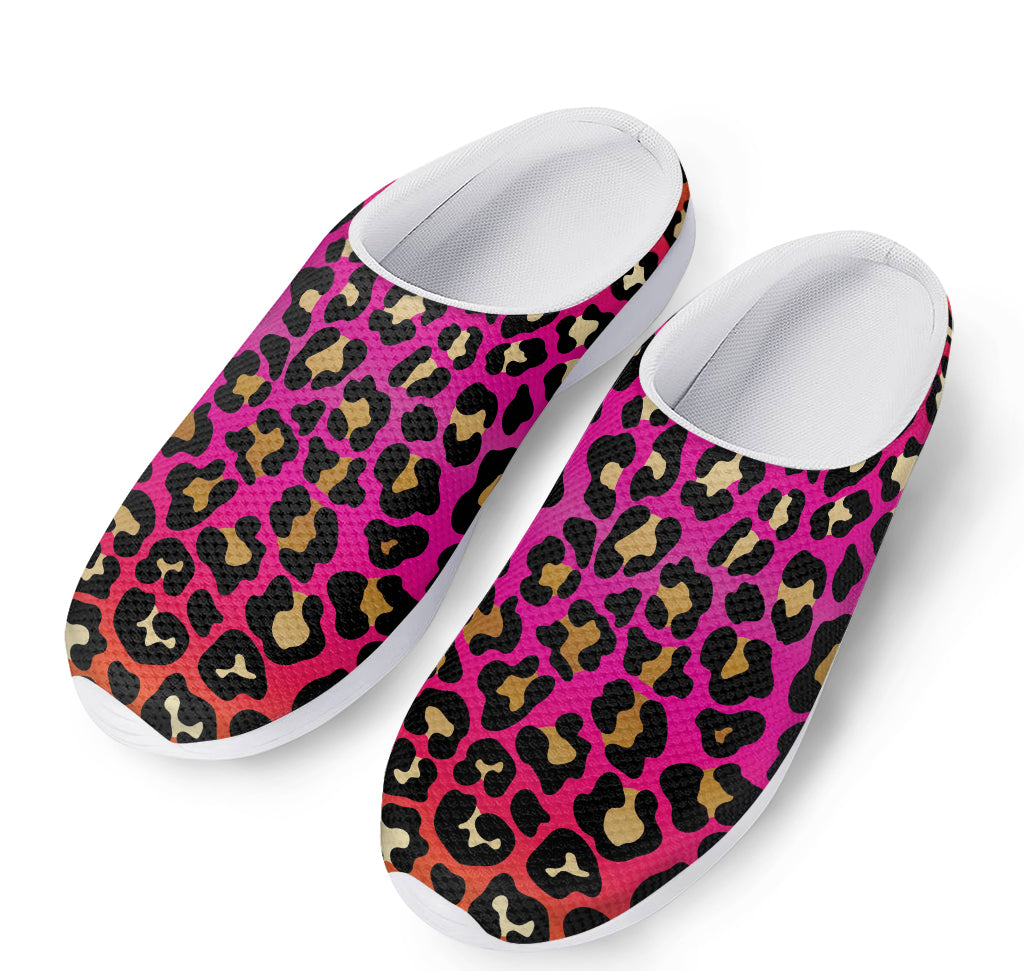 Orange And Purple Leopard Print Mesh Casual Shoes