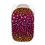 Orange And Purple Leopard Print Mesh Laundry Hamper