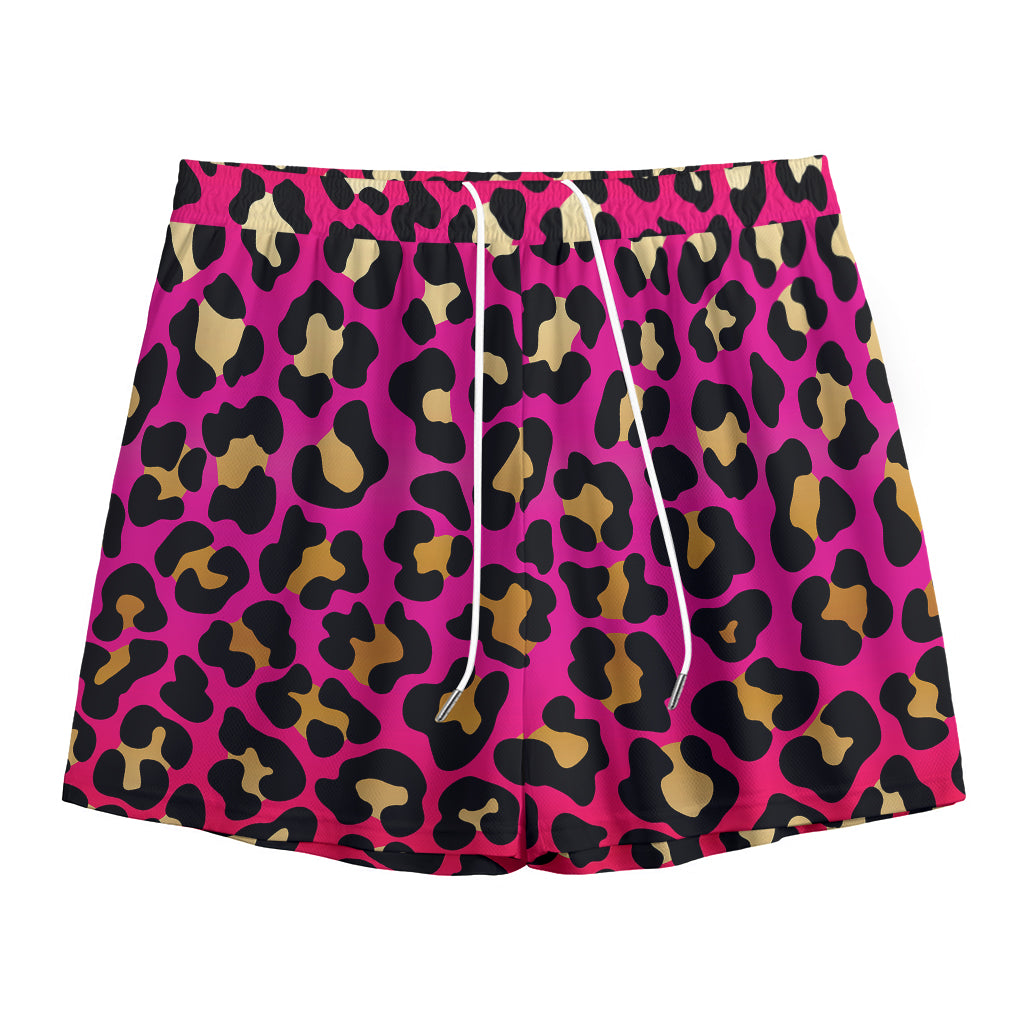 Orange And Purple Leopard Print Mesh Shorts