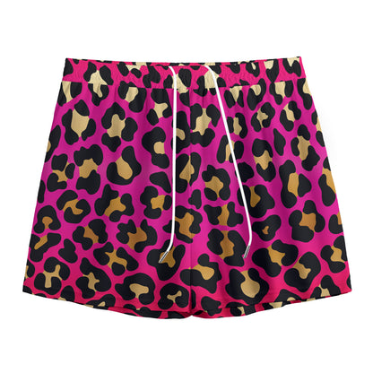 Orange And Purple Leopard Print Mesh Shorts