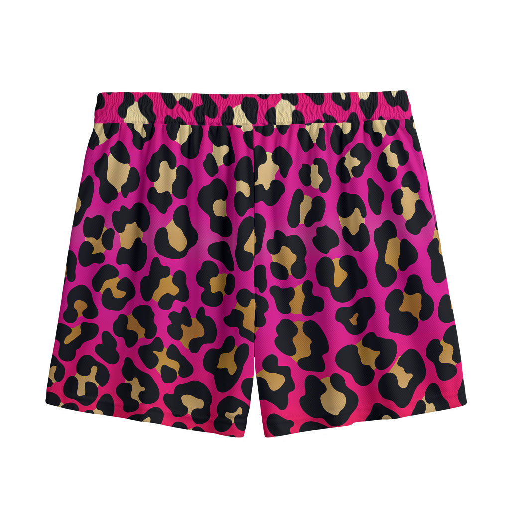 Orange And Purple Leopard Print Mesh Shorts