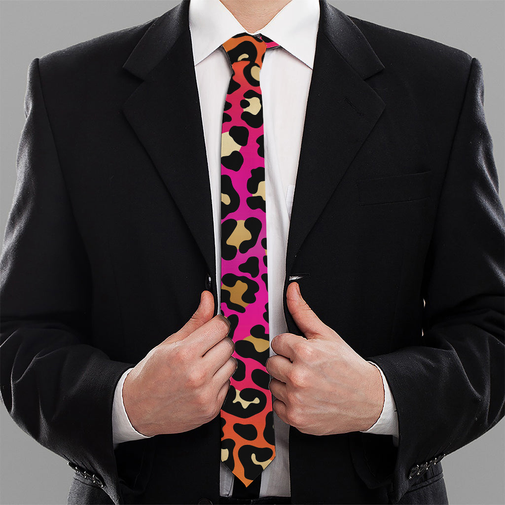 Orange And Purple Leopard Print Necktie