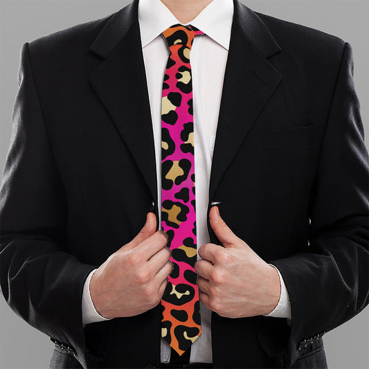 Orange And Purple Leopard Print Necktie