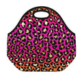Orange And Purple Leopard Print Neoprene Lunch Bag