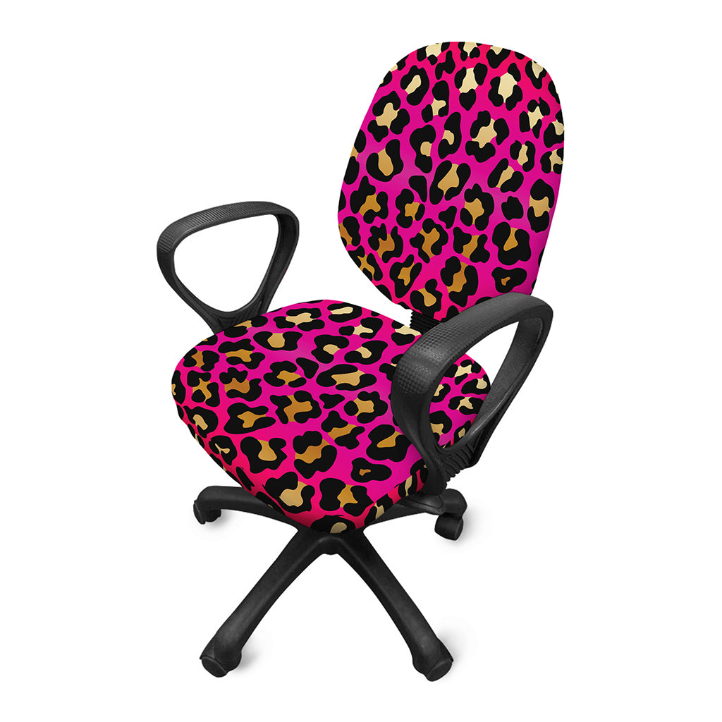 Orange And Purple Leopard Print Office Chair Cover