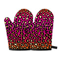 Orange And Purple Leopard Print Oven Mitts