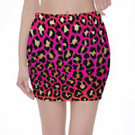 Orange And Purple Leopard Print Pencil Mini Skirt