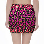 Orange And Purple Leopard Print Pencil Mini Skirt